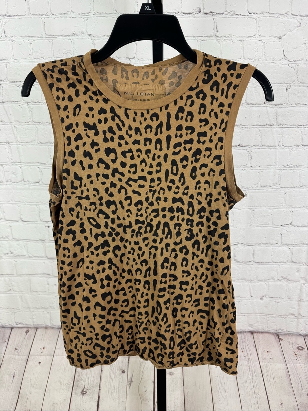Nili Lotan Leopard Cheetah Print Cotton Sleeveless Tank Top Size XS